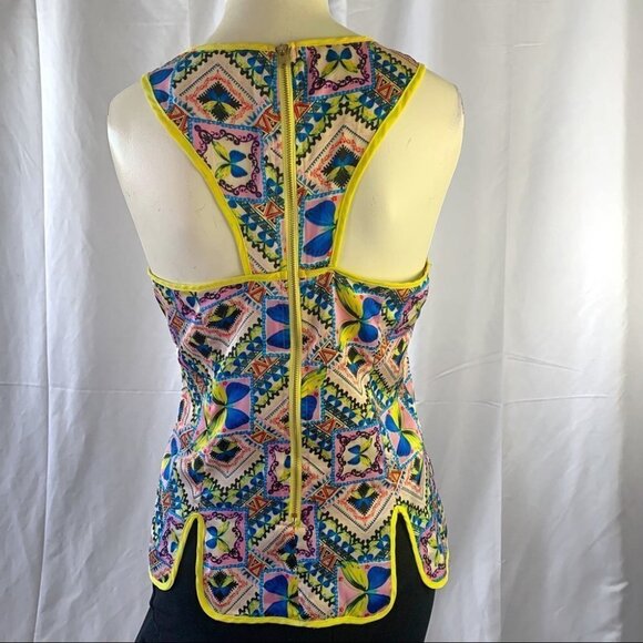 LULUMARI GEOMETRICAL BUTTERFLY TOP MULTICOLOUR TANK  TOP YELLOW BLUE CAMISOLE - Picture 6 of 15